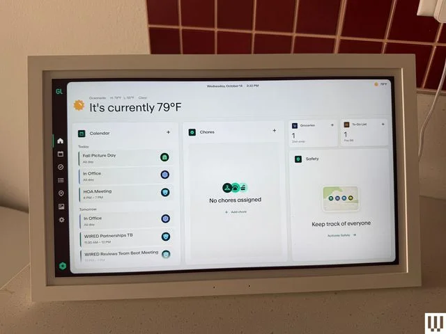 Small screen with a calendar on top of a counter top
