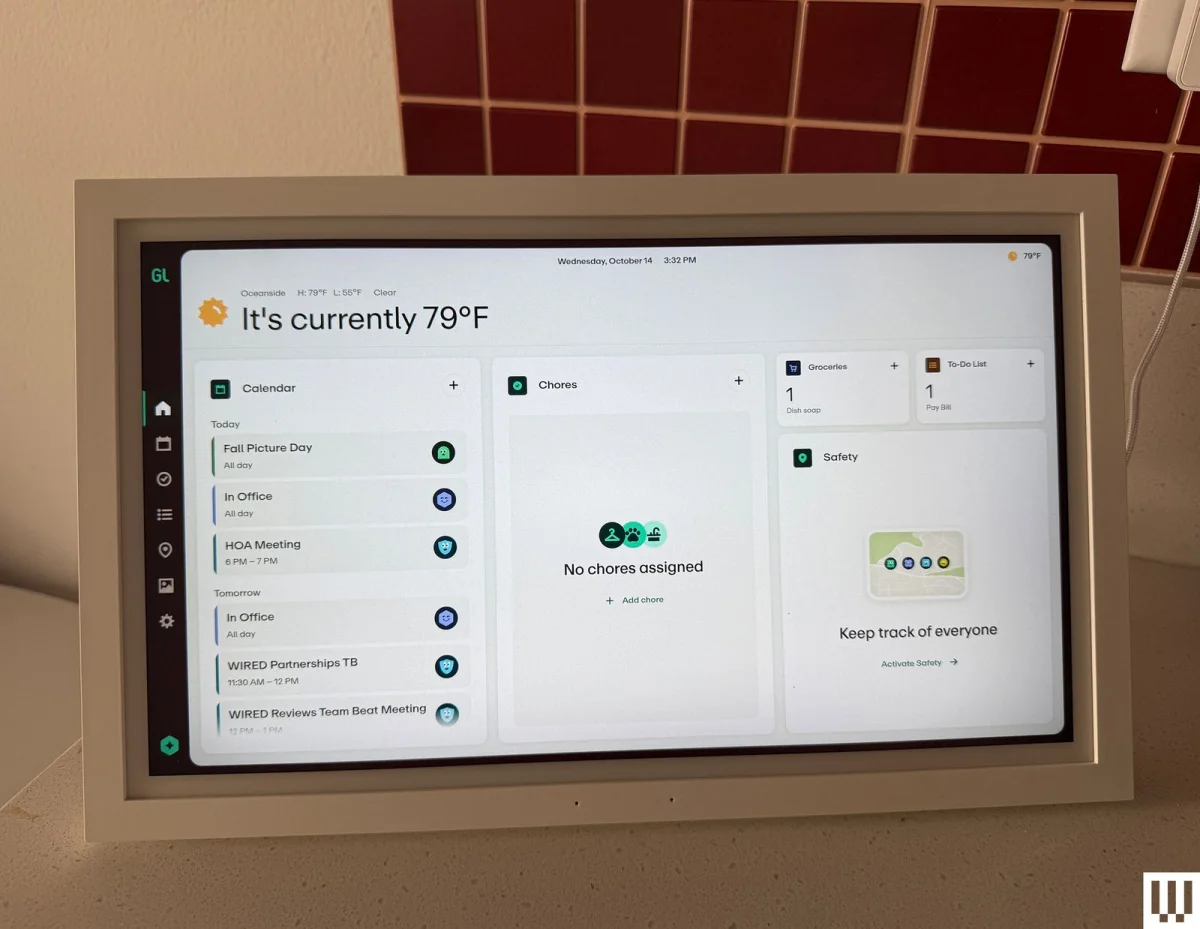 Small screen with a calendar on top of a counter top