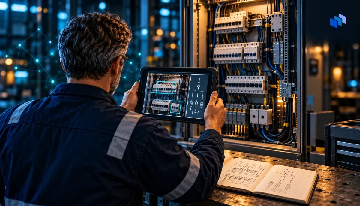 An engineer validates work with an assistive visual tool